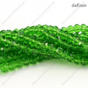 Chinese Crystal Bead Strand, fern green, 6x8mm, about 72 beads