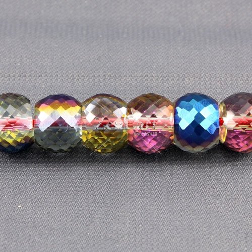 12pcs Rondelle Drum Faceted Crystal Beads,9x12mm, hole:1.5mm, blue and purple light