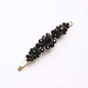 Hot web celebrity crystal flower hair clip, black 2, 1pc