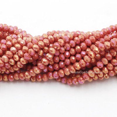 4x6mm lt.Opaque tangerine AB Chinese Crystal Rondelle Beads about 95 beads
