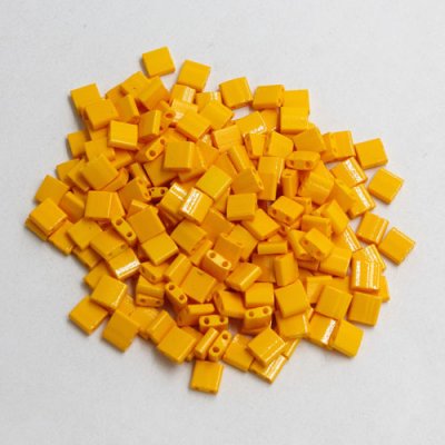 Chinese 5mm Tila Square Bead, opaque sun, about 100Pcs