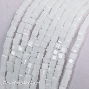 2x2mm cube crytsal beads, opaque white, 180pcs