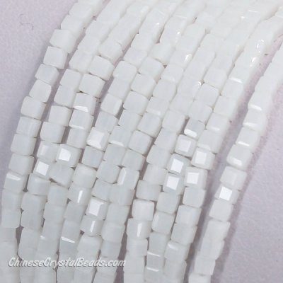2x2mm cube crytsal beads, opaque white, 180pcs