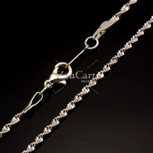 Chain, silver-plated steel, 2mm, 16-inch. Sold individually. #005