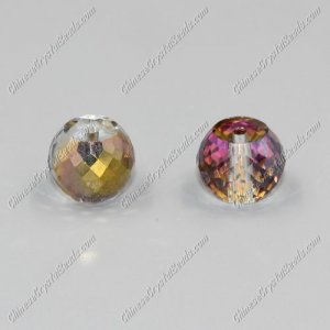 12pcs Rondelle Drum Faceted Crystal Beads,9x12mm, hole:1.5mm, gold and purple light