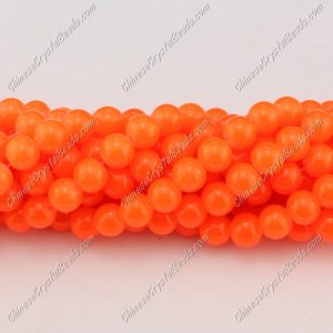 8mm round glass beads strand, neon color orange, 100pcs per strand