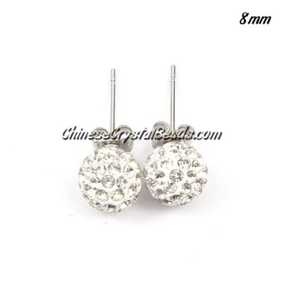 Pave Drop Earrings, white 8mm, sold 1 pair