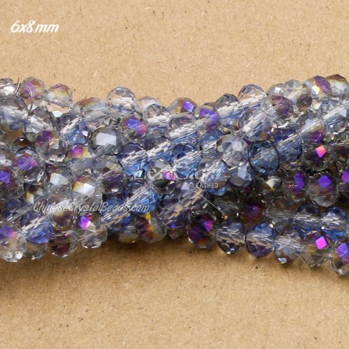 6x8mm half purple light rondelle crystal beads about 72 beads