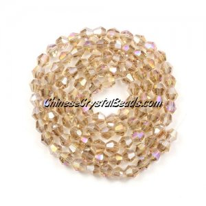 Chinese Crystal 4mm Bicone Bead Strand, S.champagne AB , about 120 beads