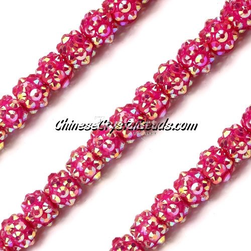Chinese Crystal Disco Bead Acrylic fuchsia AB 8mminside, 30 beads