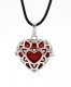 heart shape harmony ball necklace Mexican bola ball angel caller, platinum plated brass, 1pc