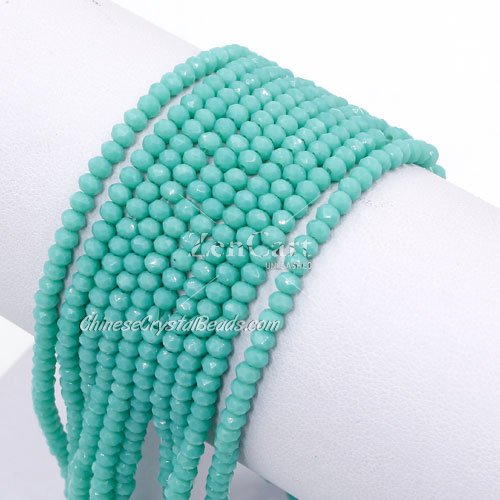 130Pcs 2x3mm Chinese Crystal Rondelle Beads Strand, Turquoise