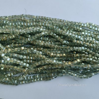 4mm Cube Crystal beads about 95Pcs, lt yellow green light