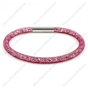 Stardust Mesh Bracelet, width:5mm, ruby mesh and Rhinestone