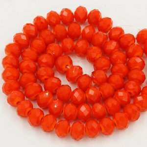 Chinese Crystal Rondelle Bead Strand, Opaque Tangerine, 6x8mm ,about 72 beads