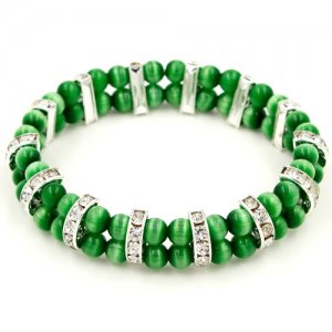 6mm green cat eyes beads bracelet, 6.5inch