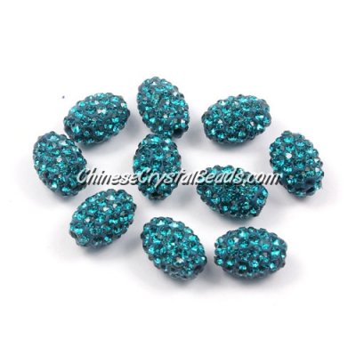 Oval Pave Beads, 9x13mm, Clay, indicolite, sold per 10pcs bag