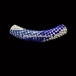 Pave Crystal Pave Tube Beads, 45mm, 4mm hole, twist 3 color 001, sold 1pcs
