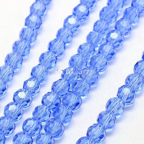 70Pcs 8mm Crystal Round beads lt sapphire