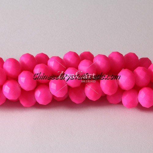 chinese crystal rondelle beads, 6x8mm, plated rubber, colorful fuchsia, about 72 beads