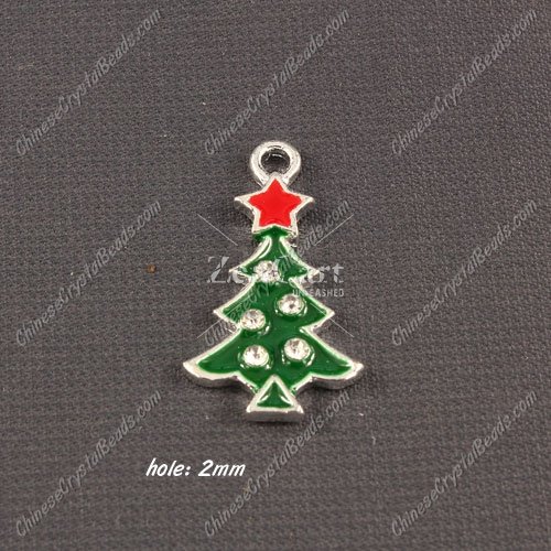 Christmas Alloy Charms pendant , tree, 15x27mm, hole 2mm, sold 1 pcs