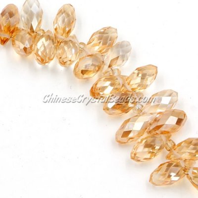 Chinese Crystal Briolette Bead Strand, golden shadow 6x12mm, 20 beads