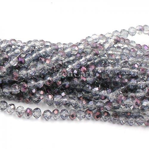 130 beads 3x4mm crystal rondelle beads Half purple light