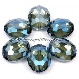 Chinese Crystal Faceted Oval pendant, light blue, 20x24mm, 1 beads