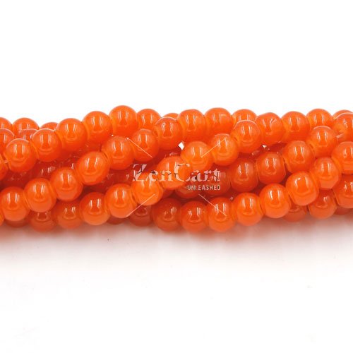 6mm round glass beads strand, orange, 140pcs per strand