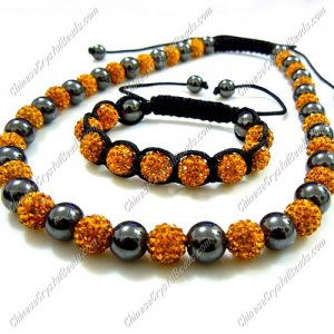 Pave set, sun color, 10mm clay pave beads, Necklace, bracelet