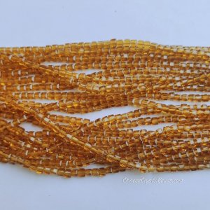 4mm Cube Crystal beads about 95Pcs, amber
