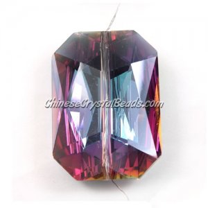 Chinese Crystal Multi-Faceted Rectangle Pendant, Royal Blue & Plum, 24 x 33mm, 1 beads