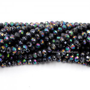70 pieces 8x10mm Crystal Rondelle Bead,black half rainbow