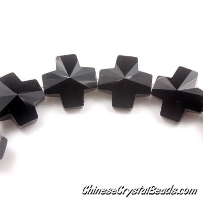 Chinese Crystal 14mm Cross Bead , black, Sold per pkg of 10pcs