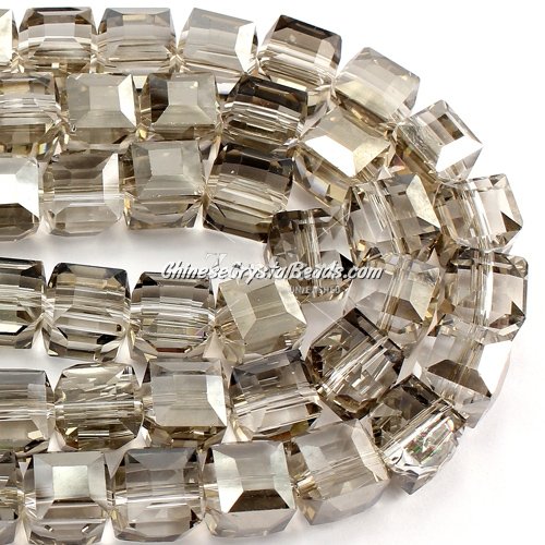 crystal cube beads, 10mm, silver shade, sold per pkg of 20pcs