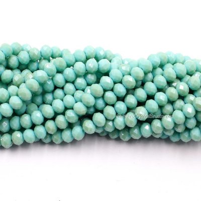 70 pieces 8x10mm Crystal Rondelle Bead,Opaque Turquoise half yellow light