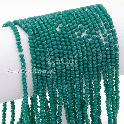 130Pcs 2x3mm Chinese Crystal Rondelle Beads, opaque emerald