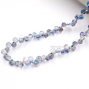 98 beads 6mm Strawberry Crystal Beads, Half Blue Light