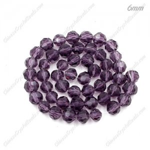 95Pcs Chinese Crystal 6mm Round Beads, violet