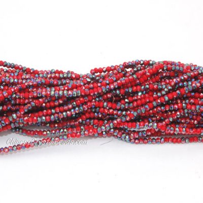 1.7x2.5mm rondelle crystal beads, red velvet half green light, 190Pcs