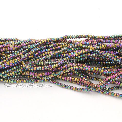 1.7x2.5mm rondelle crystal beads, Metallic rainbow, 190Pcs