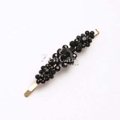 Hot web celebrity crystal flower hair clip, black 2, 1pc