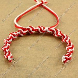 Pave Twist chain, nylon cord, white and red, wide : 7mm, length:14cm