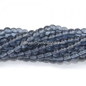 Chinese 6mm Round Glass Beads montana, hole 1mm, about 54pcs per strand
