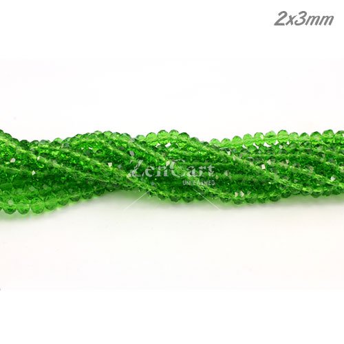 130Pcs 2x3mm Chinese Crystal Rondelle Beads, Fern green