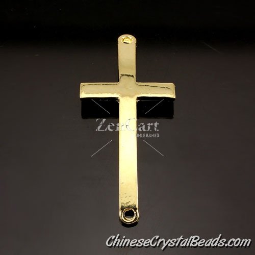 Alloy cross pendant, 21x46mm, hole about 2mm, gold, sold 1pcs