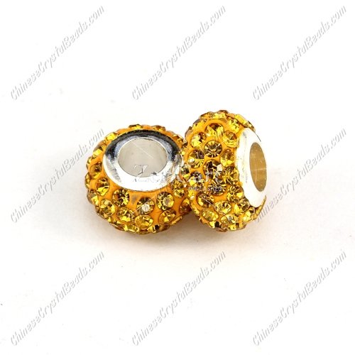 Pave Crystal European Beads, clay base, sun, 7x12mm, hole: 5mm, 9 pieces