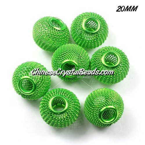 20mm Green Mesh Bead, Basketball Wives, 10 pieces