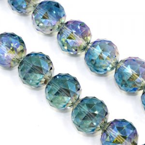 Crystal faceted ball pendant, 20mm, green light, 1 bead