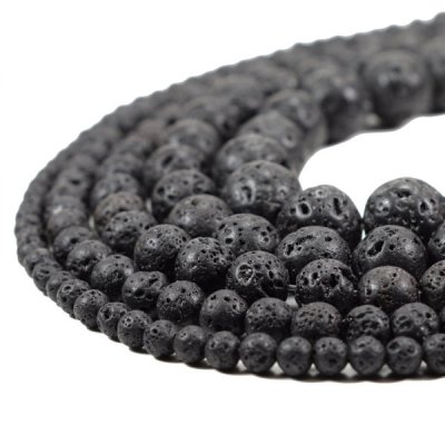 Natural Lava Beads, Round Black Volcanic Rock, 4mm 6mm 8mm 10mm 12mm 14mm 15.5 inch